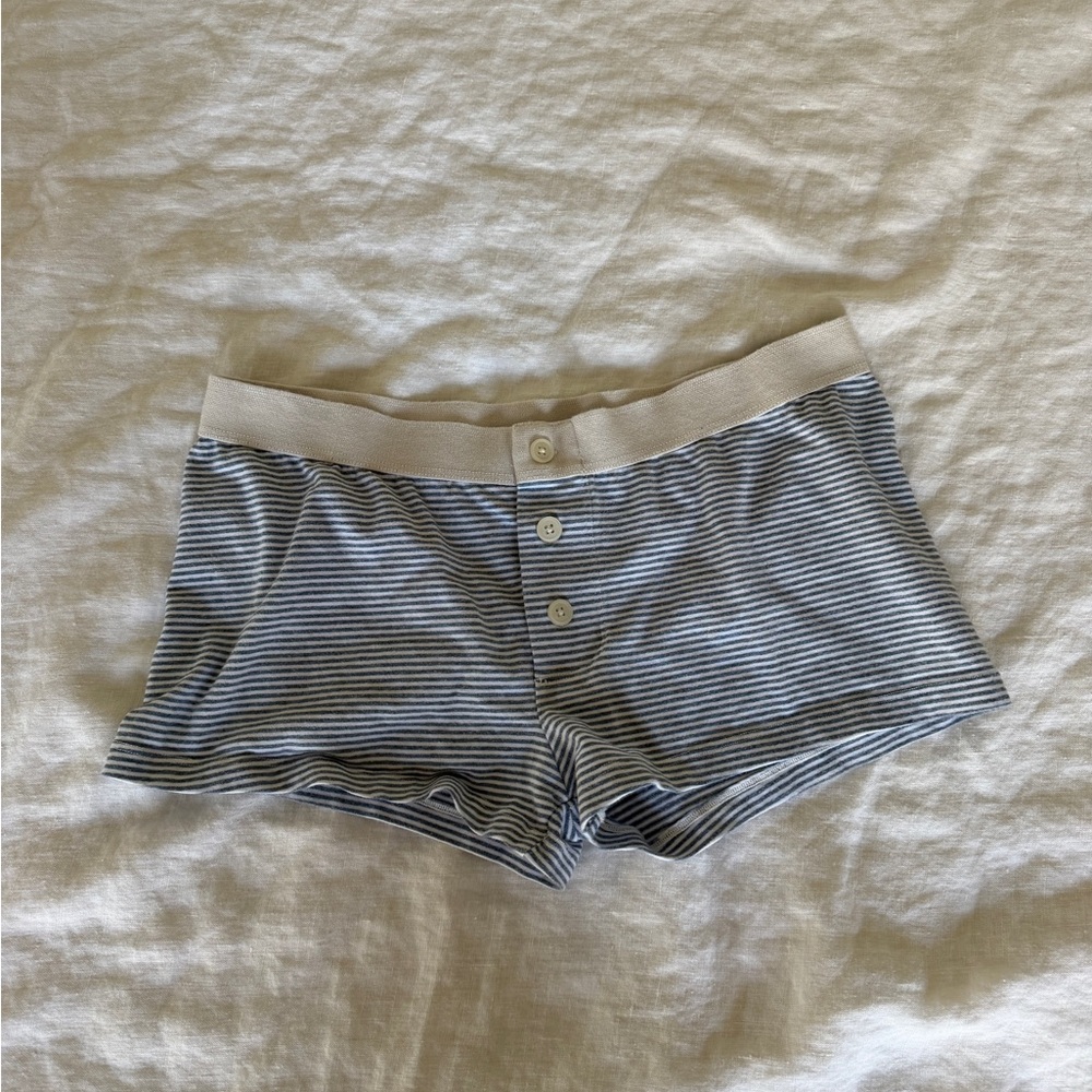 Brandy Melville Blue and White Striped Boy Short